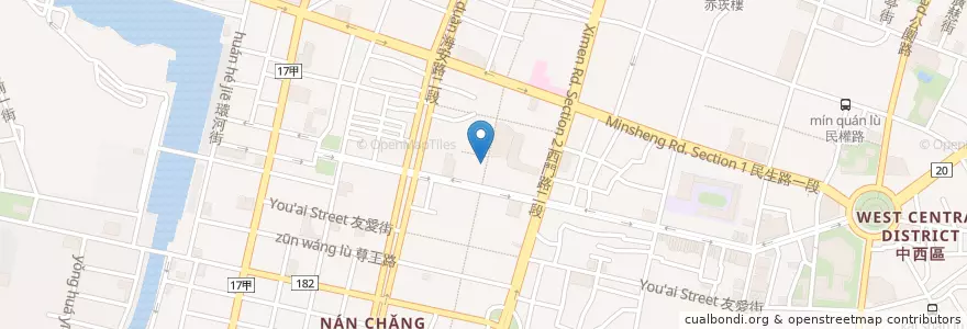 Mapa de ubicacion de 阿銀越南美食 en تایوان, 臺南市, 中西區.