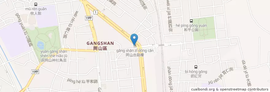 Mapa de ubicacion de 岡山自動餐 en 臺灣, 高雄市, 岡山區.
