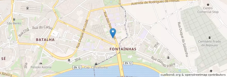 Mapa de ubicacion de Bufete Suíça en 포르투갈, 노르트 지방, 포르투, Área Metropolitana Do Porto, Porto, Cedofeita, Santo Ildefonso, Sé, Miragaia, São Nicolau E Vitória, Bonfim.