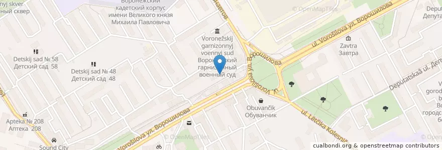Mapa de ubicacion de Экона en Russland, Föderationskreis Zentralrussland, Oblast Woronesch, Городской Округ Воронеж.