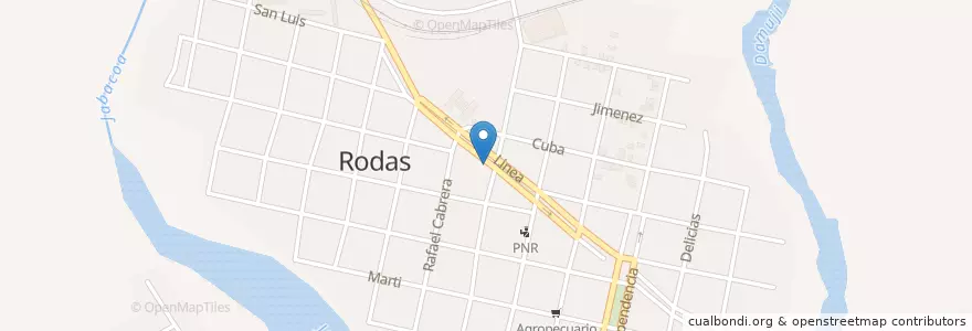 Mapa de ubicacion de El Estudiante en キューバ, Cienfuegos, Rodas.