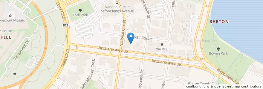 Mapa de ubicacion de Rise and Shine Canberra Cafe en Австралия, Новый Южный Уэльс, Территория Столицы Австралии, District Of Canberra Central.