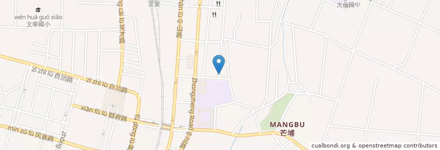 Mapa de ubicacion de 紫蝴蝶餐點坊 en 타이완, 타이완성, 먀오리 현, 먀오리시.