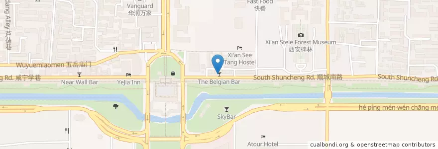 Mapa de ubicacion de The Belgian Bar en China, Shaanxi, 西安市, 碑林区 (Beilin).
