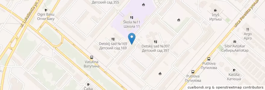 Mapa de ubicacion de Омск 644092 en Russie, District Fédéral Sibérien, Oblast D'Omsk, Омский Район, Городской Округ Омск.