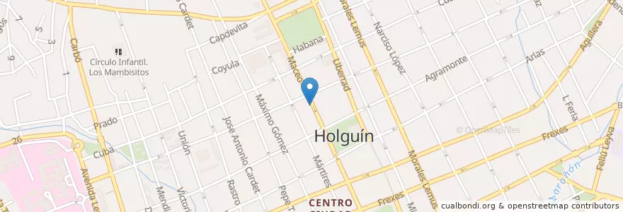 Mapa de ubicacion de Bar Cafeteria El Buho en 쿠바, Holguín, Holguín.