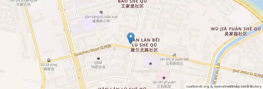 Mapa de ubicacion de 李记铁板烧 en الصين, قانسو, 兰州市 (Lanzhou), 七里河区, 建兰路街道.