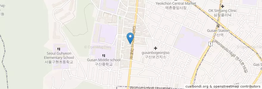 Mapa de ubicacion de BHC 구산예일점 en Corea Del Sud, Seul, 은평구, 구산동.