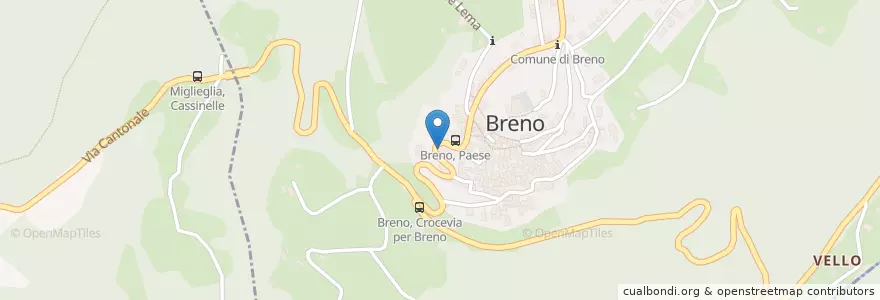 Mapa de ubicacion de Posta Breno en Svizzera, Ticino, Distretto Di Lugano, Circolo Di Breno, Alto Malcantone.