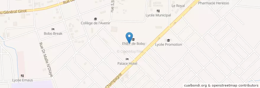 Mapa de ubicacion de Ecole de l'ENEP de Bobo en بورکینافاسو, Hauts-Bassins, Houet.