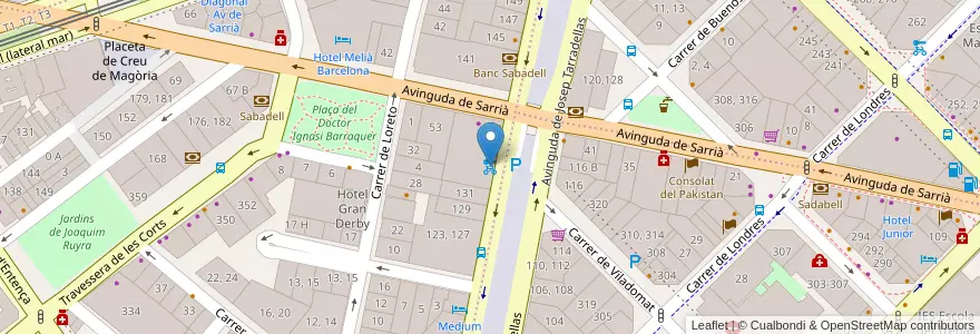 Mapa de ubicacion de 462 - (PK) Av. Josep Tarradellas 139 en 스페인, Catalunya, Barcelona, Barcelonès, 바르셀로나.