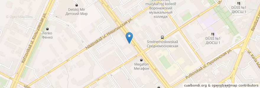 Mapa de ubicacion de Совкомбанк en Rússia, Distrito Federal Central, Oblast De Voronej, Городской Округ Воронеж.