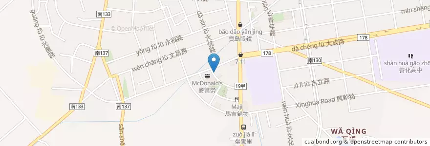 Mapa de ubicacion de 一家拉麵 en Taïwan, Tainan, 善化區.