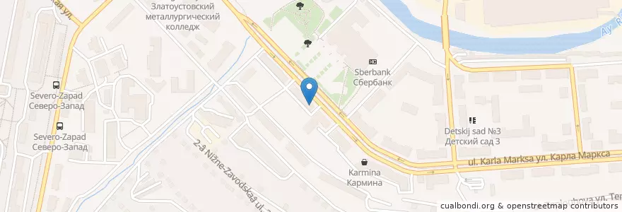Mapa de ubicacion de Ирада en Rusia, Уральский Федеральный Округ, Óblast De Cheliábinsk, Златоустовский Городской Округ.