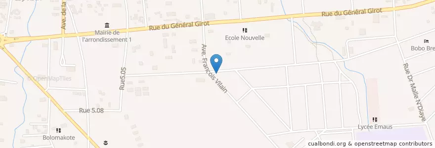 Mapa de ubicacion de Institut des jeunes sourds du Faso en Burquina Faso, Hauts-Bassins, Houet.
