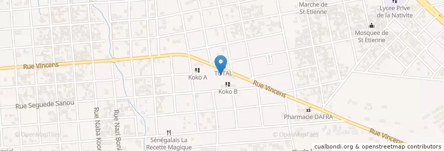 Mapa de ubicacion de Koko C en بوركينا فاسو, ارتفاع أحواض, Houet.
