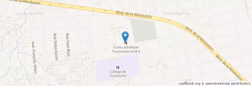 Mapa de ubicacion de Ecole catholique Tounouma nord A en بورکینافاسو, Hauts-Bassins, Houet.