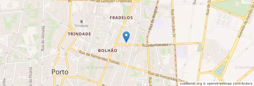 Mapa de ubicacion de A Loja dos Pastéis de Chaves en Portugal, Norte, Área Metropolitana Do Porto, Porto, Porto, Cedofeita, Santo Ildefonso, Sé, Miragaia, São Nicolau E Vitória.