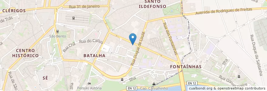 Mapa de ubicacion de Escola de Condução Portuense en پرتغال, Norte, Área Metropolitana Do Porto, Porto, Porto, Cedofeita, Santo Ildefonso, Sé, Miragaia, São Nicolau E Vitória.