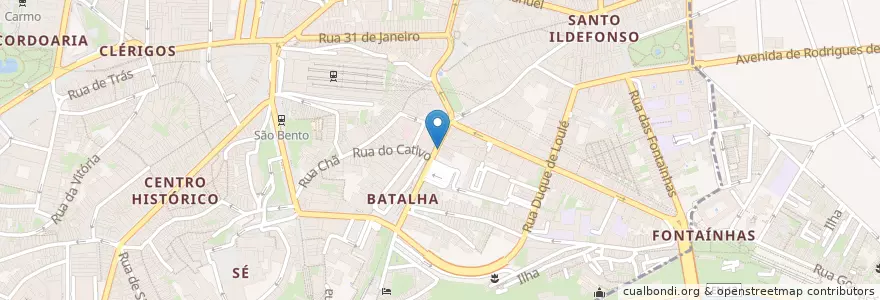 Mapa de ubicacion de Batalha en Portugal, Norte, Área Metropolitana Do Porto, Porto, Porto, Cedofeita, Santo Ildefonso, Sé, Miragaia, São Nicolau E Vitória.