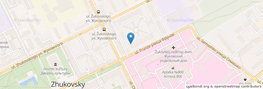 Mapa de ubicacion de Палата Ремёсел en Russland, Föderationskreis Zentralrussland, Oblast Moskau, Rajon Ramenskoje, Stadtkreis Schukowski.