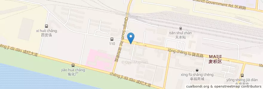Mapa de ubicacion de 华兴网吧 en Çin, Kansu, 天水市, 麦积区, 道南街道, 道北街道.