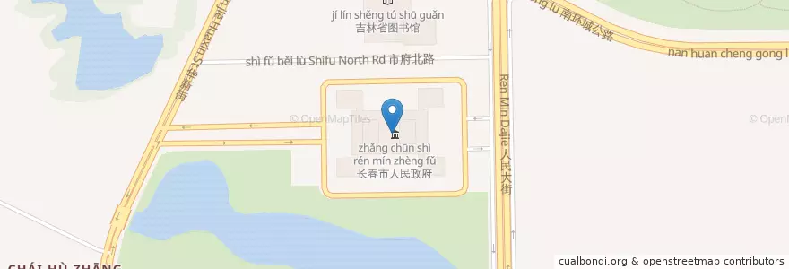 Mapa de ubicacion de 长春市人民政府 en 中国, 吉林省, 长春市, 南关区, 明珠街道.
