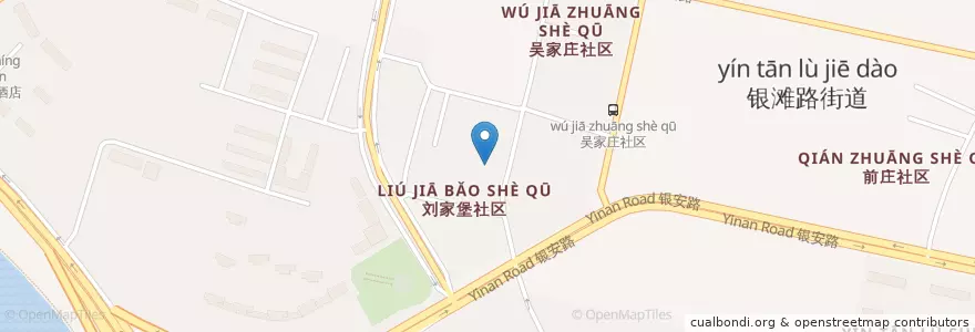 Mapa de ubicacion de 兰州农商银行 en 中国, 甘肃省, 兰州市 (Lanzhou), 安宁区, 刘家堡街道.