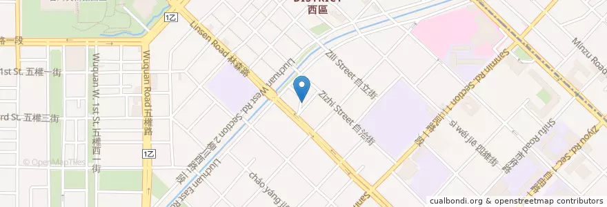 Mapa de ubicacion de 萌初甜點 en Taiwan, Taichung, West District.