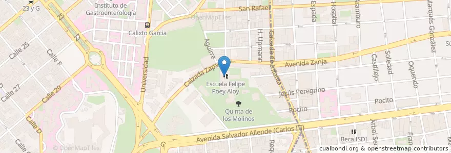Mapa de ubicacion de Escuela Felipe Poey Aloy en Cuba, La Habana.
