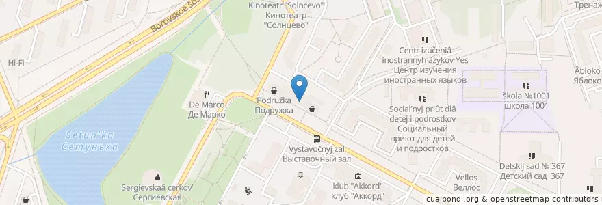 Mapa de ubicacion de Сбербанк en 러시아, Центральный Федеральный Округ, Москва, Западный Административный Округ, Район Солнцево.