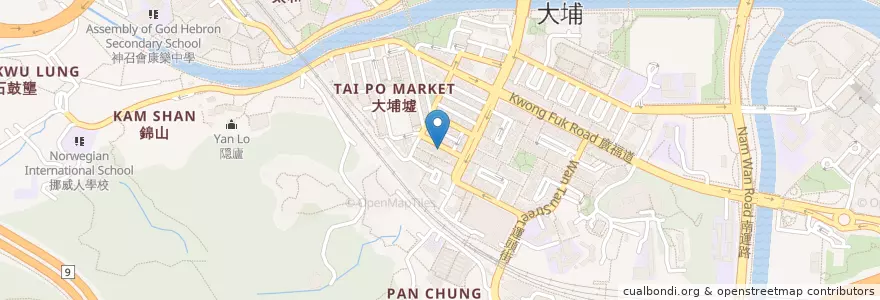 Mapa de ubicacion de 利萊餐廳 Lee Loi Restaurant en 중국, 홍콩, 광둥성, 신제, 大埔區 Tai Po District.