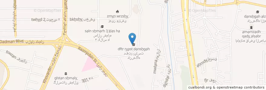 Mapa de ubicacion de دفتر ریاست دانشگاه en Iran, Tehran Province, Tehran County, Tehran, بخش مرکزی شهرستان تهران.
