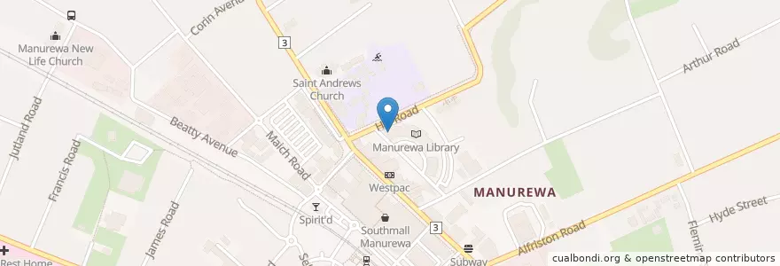 Mapa de ubicacion de Hill Road Pharmacy en New Zealand / Aotearoa, Auckland, Manurewa.
