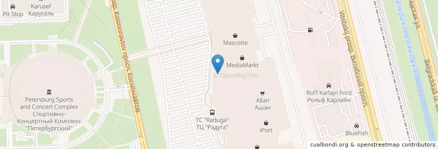Mapa de ubicacion de Колобок en Russie, District Fédéral Du Nord-Ouest, Oblast De Léningrad, Saint-Pétersbourg, Московский Район, Округ Гагаринское.