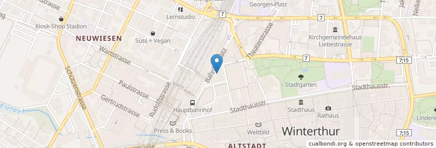 Mapa de ubicacion de Monvia Gesundheitszentrum Winterthur en İsviçre, Zürih, Bezirk Winterthur, Winterthur.