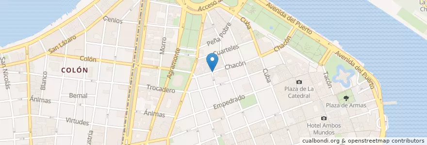 Mapa de ubicacion de Chacón 162 en كوبا, La Habana, La Habana Vieja.