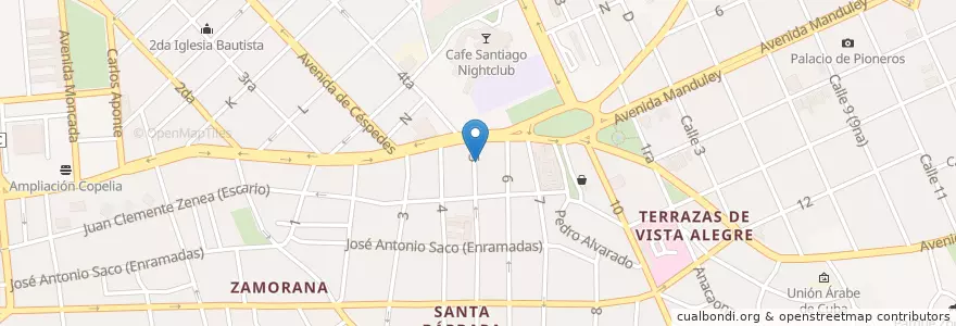 Mapa de ubicacion de RockCafe en 쿠바, Santiago De Cuba, Santiago De Cuba, Ciudad De Santiago De Cuba.