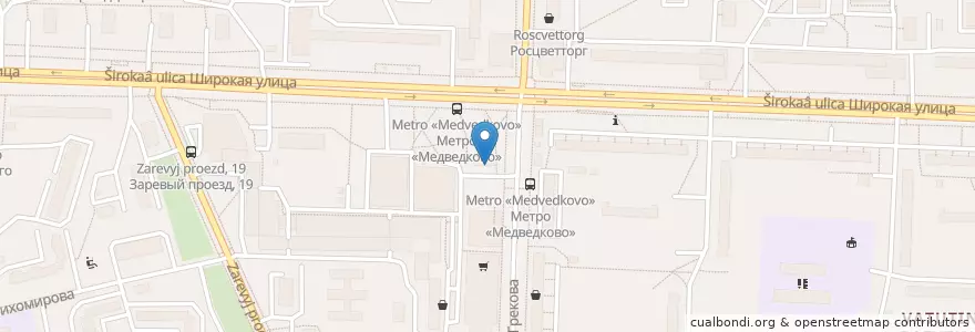Mapa de ubicacion de Банк Русский Стандарт en Rusland, Centraal Federaal District, Moskou, Северо-Восточный Административный Округ, Район Северное Медведково.