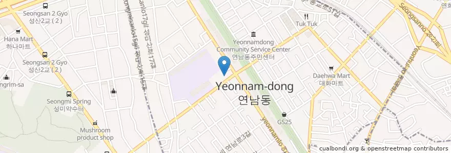 Mapa de ubicacion de 김뿌라 [연남점] en Zuid-Korea, Seoel, 마포구, 연남동.