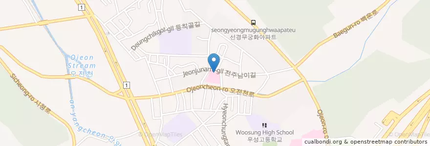 Mapa de ubicacion de 시티병원 주차장 en Coreia Do Sul, Gyeonggi, 의왕시, 오전동.