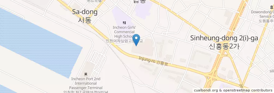 Mapa de ubicacion de KFC 동인천이마트점 en Güney Kore, 인천, 중구, 신포동.