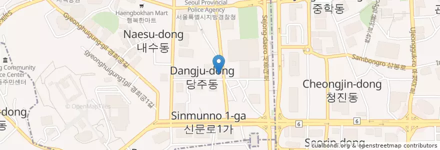 Mapa de ubicacion de 광화문역 1번출구 앞 en 韩国/南韓, 首尔, 鍾路區, 社稷洞.