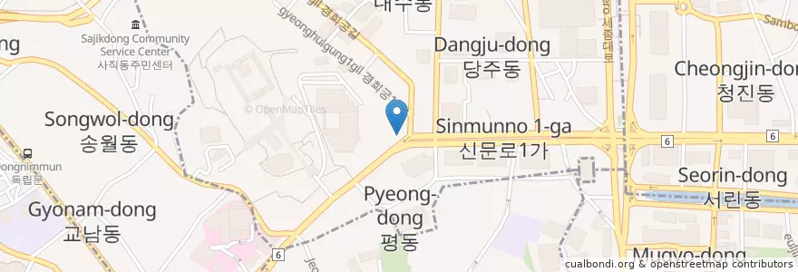 Mapa de ubicacion de 서울역사박물관 앞 en کره جنوبی, سئول, 종로구, 사직동.