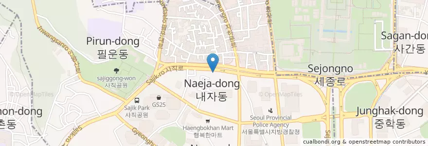 Mapa de ubicacion de 경복궁역 7번출구 앞 en Südkorea, Seoul, 종로구, 사직동.