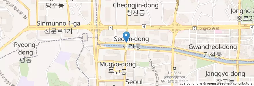 Mapa de ubicacion de SK 서린빌딩 앞 en Güney Kore, Seul.