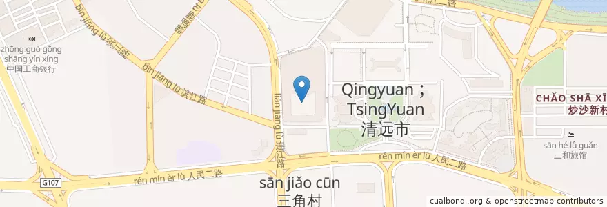 Mapa de ubicacion de 清远中影时代电影城 en China, Guangdong, 清远市 (Qingyuan), 清城区 (Qingcheng), 洲心街办.