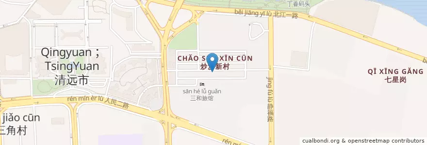Mapa de ubicacion de 迎富网吧 en Çin, Guangdong, 清远市 (Qingyuan), 清城区 (Qingcheng), 洲心街办.