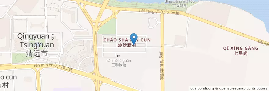 Mapa de ubicacion de 高星诊所 en Çin, Guangdong, 清远市 (Qingyuan), 清城区 (Qingcheng), 洲心街办.
