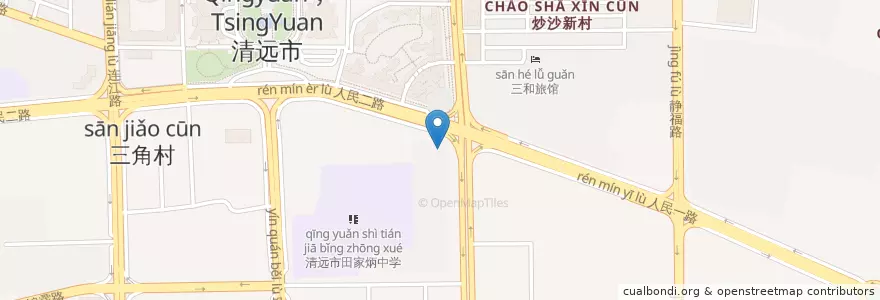 Mapa de ubicacion de 东亚银行 en 中国, 広東省, 清遠市, 清城区 (Qingcheng), 洲心街办.